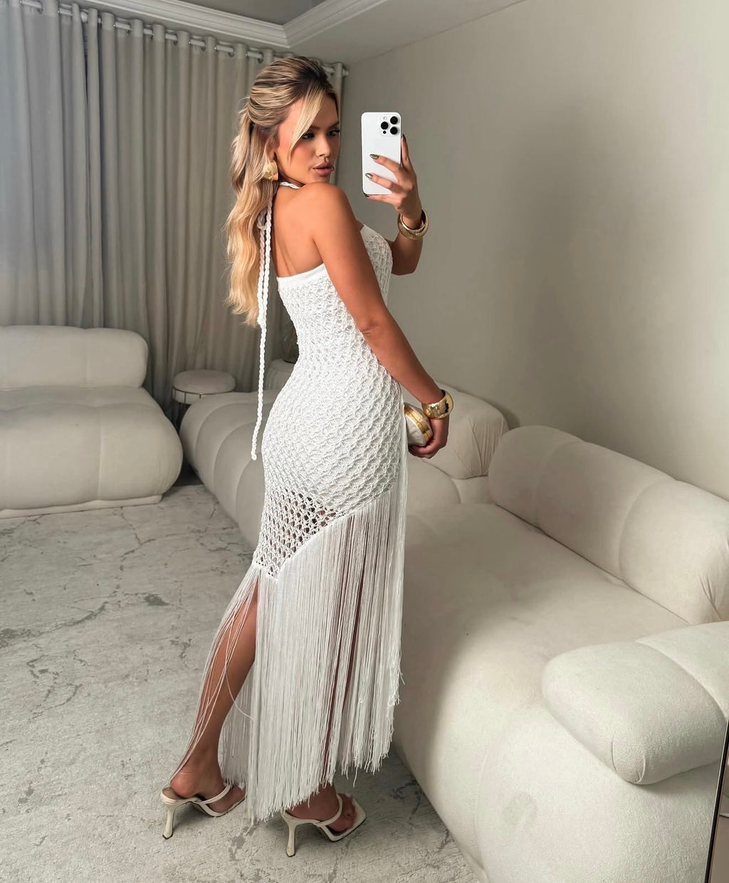 Vestido blanco largo talla única